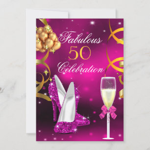 Convites Saltos Altos Dourado Rosa Fabulosos 50 Champanhe F
