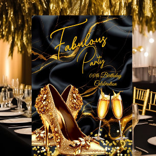 Convites Saltos Altos Dourados Fabulosos de Aniversário Pre