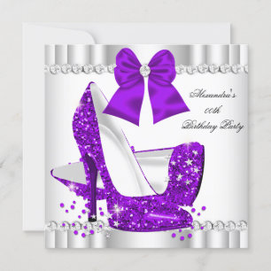 Convites Saltos Altos Elegantes Brilho Roxo Glamour Brancos