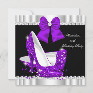 Convites Saltos Altos Elegantes de Brilho Roxo Glamour