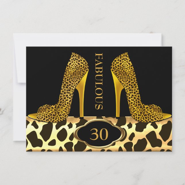 Convites Saltos Altos Fabulosos 30 Leopard Dourado Chita Fe (Frente)