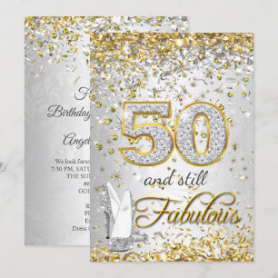 Convites Saltos altos prateados dourados Fabulosos 50 festa