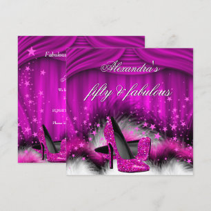 Convites Saltos Altos Rosa Ameixa 50 Fabulosos Penas Aniver