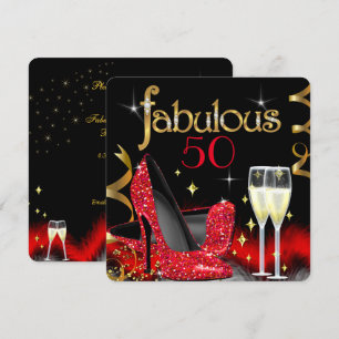 Convites Saltos Altos Vermelhos Fabulosos para Festa de 50