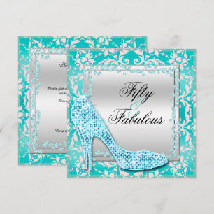 Convites Saltos de salto alto Glitzy, Diamantes & Damask Fa
