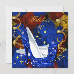 Convites Saltos Dourados Azul Royal Fabulosos 40 Floral Ani