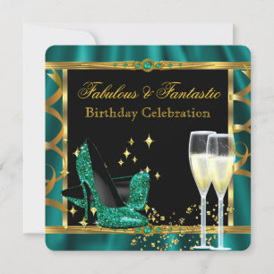 Convites Saltos Fabulosos Verde Esmeralda Dourado Festa de 