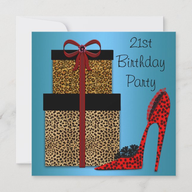 Convites Saltos Leopard High Heels Mulheres Aniversário de  (Frente)