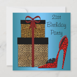 Convites Saltos Leopard High Heels Mulheres Aniversário de