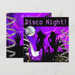 Convites Saltos Purpura Noite de Disco Dourado Preto Brilho