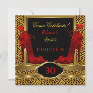 Convites Saltos Vermelhos Fabulosos de Leopardo Selvagem 30