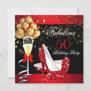 Convites Saltos Vermelhos Fabulosos Dourado Preto Aniversár