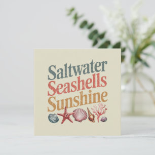 Convites Saltwater Seashells Sunshine Summer Férias de Prai
