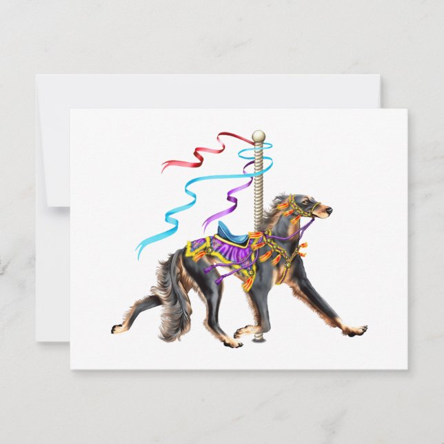 Convites Saluki Carousel Black & Tan (Frente)