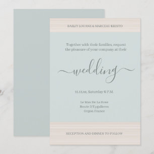 Convites Salva Azul Elegante Casamento Chic De Grãos De Mad