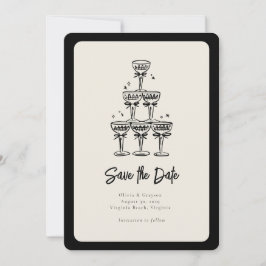Convites Salva-Casamento Manuscrito em Torre de Champanhe W
