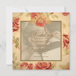 Convites Salva de casamento personalizada de rosa vermelha