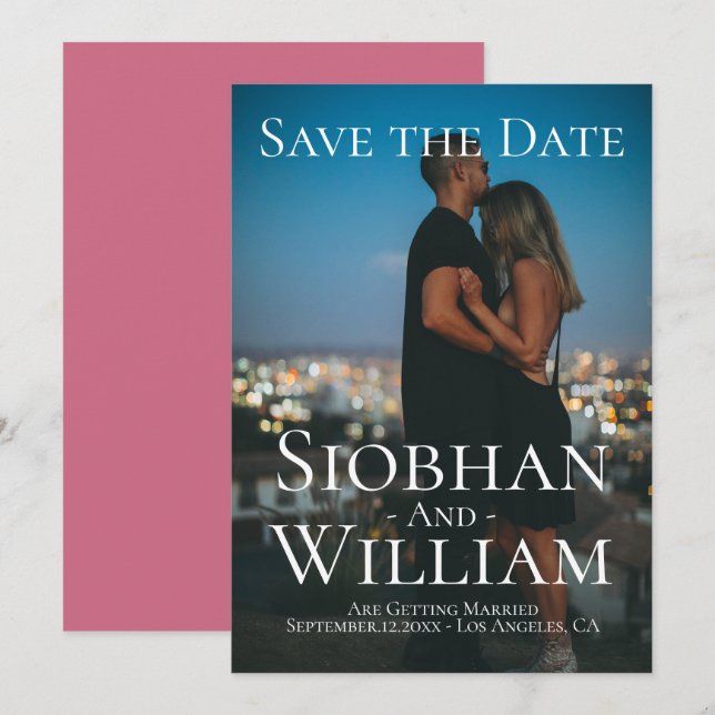 Convites Salvando a Data Moderna Foto Personalizada (Frente/Verso)