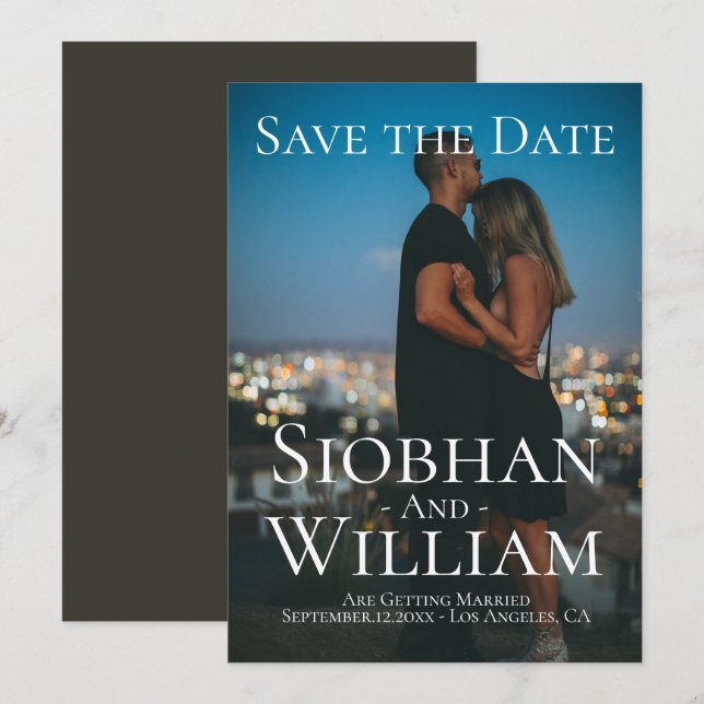 Convites Salvando a Data Moderno Foto Personalizada (Frente/Verso)