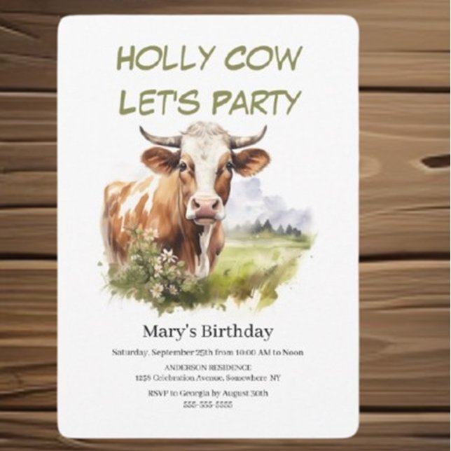 Convites salvar a data 50ª vaca de aniversário (Celebrate a milestone with our charming 50th Birthday cow invitation!)