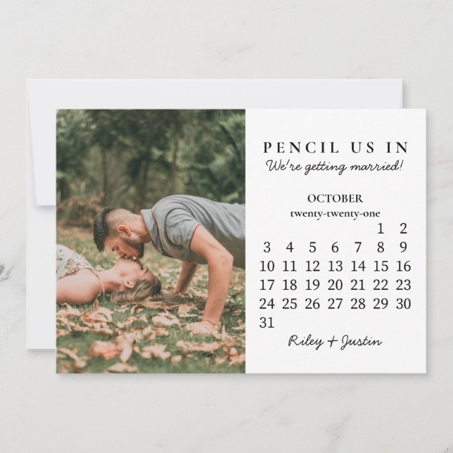 Convites Salvar a data | Calendário Moderno de outubro de 2 (Frente)