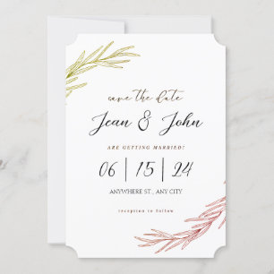 Convites Salvar a Data Casamento Pretty Leaf