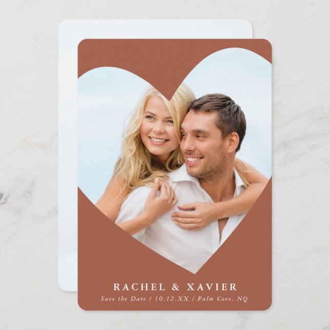 Convites SALVAR A DATA da foto moderna do coração giro (Frente/Verso)