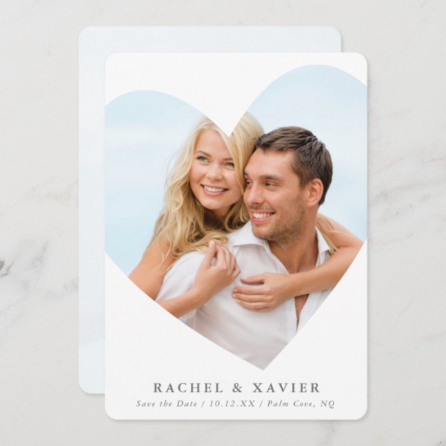 Convites SALVAR A DATA DA foto moderna do coração quadro ci (Frente/Verso)