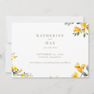 Convites Salvar a Data de Casamento Floral Amarelo Moderno