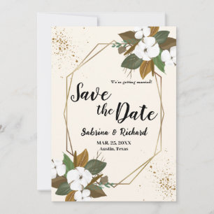 Convites Salvar a Data de Casamento Floral Marrom e Creme