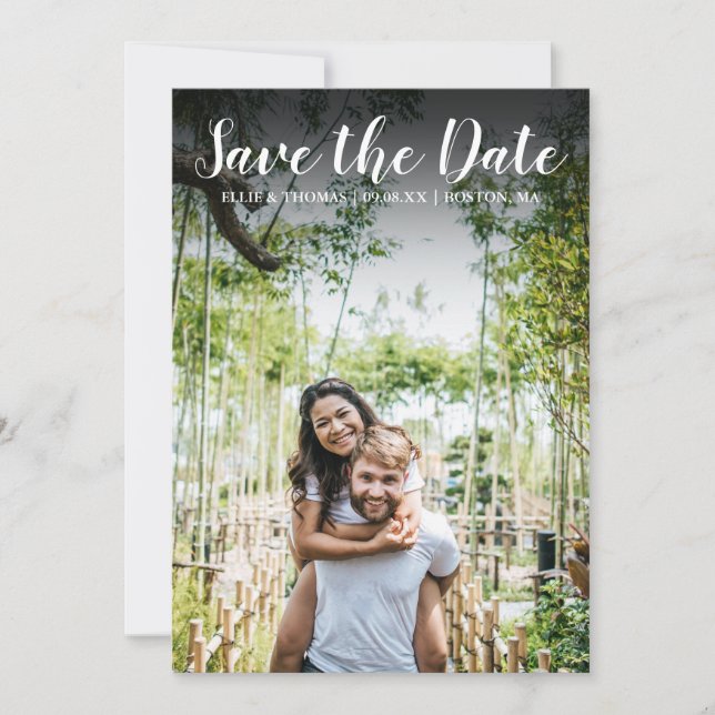 Convites Salvar a Data de Casamento Moderno Script Simples  (Frente)