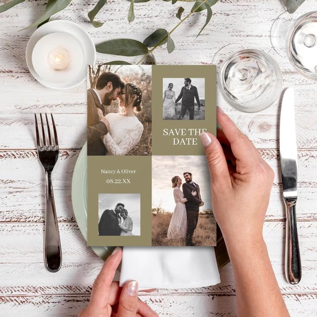 Convites Salvar a Data do Casamento Colagem de Fotos Modern (Criador carregado)