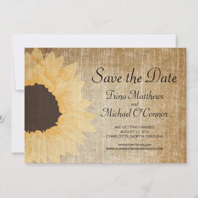 Convites Salvar a Data do Girassol Rustc (Frente)