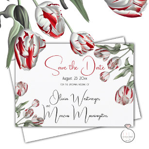 Convites Salvar a data   Floral Red & White Rembrandin Tuli