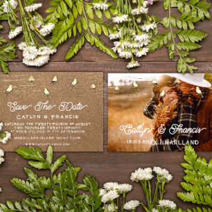 Convites Salvar a data Foto Dourada Kraft Black Birds Digit