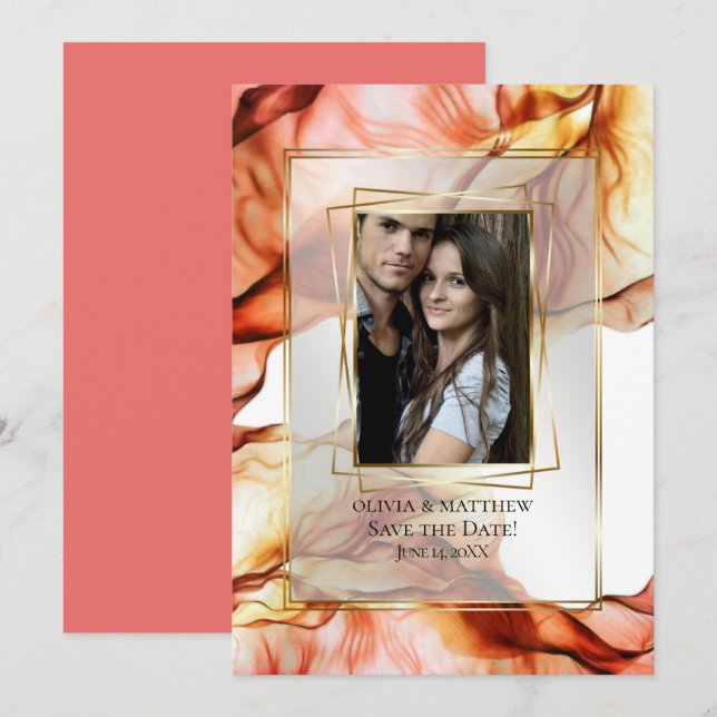 Convites Salvar a data | Fotografia Frame Autumn Abstrato 3 (Frente/Verso)