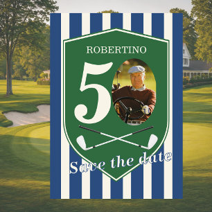 Convites Salvar a Data Golfista Azul Foto 50º Aniversário