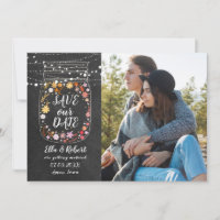 Salvar a data Mason Jar String Lights Boho Foto
