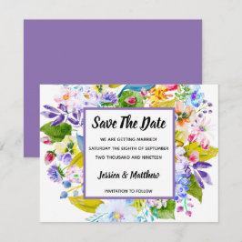 Convites Salvar a Data Romântico Floral Roxo