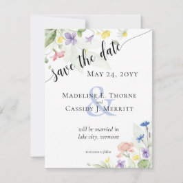 Convites Salvar a Data Simples Flor de Campo Casamento Aqua