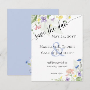 Convites Salvar a Data Simples Flor de Campo Casamento Aqua