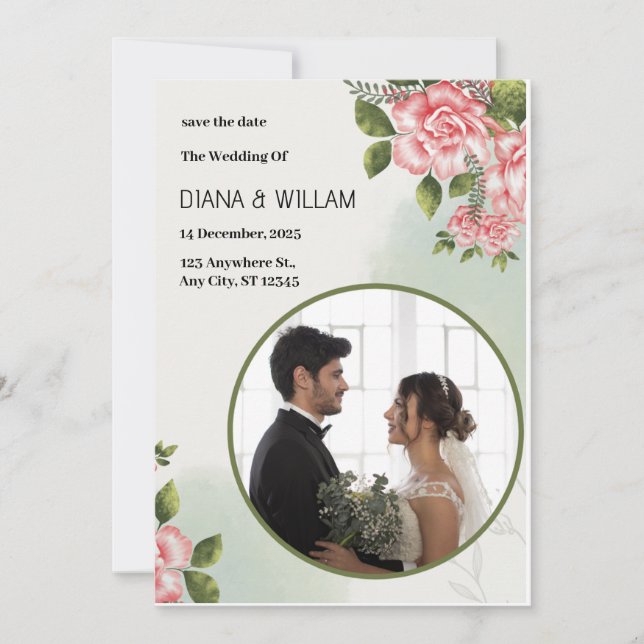 Convites Salvar a Data Verde Simples (Frente)