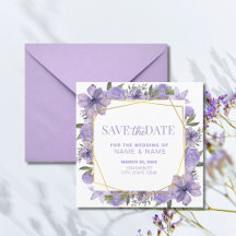Salvar a Lavanda Casamento Floral Dourado Roxo