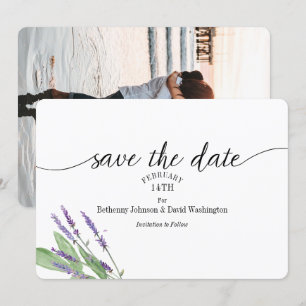 Convites Salvar a Lavanda da placa de data com aquarela