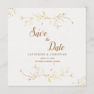 Convites Salvar a Praça Flores de Contorno do Ouro de Data