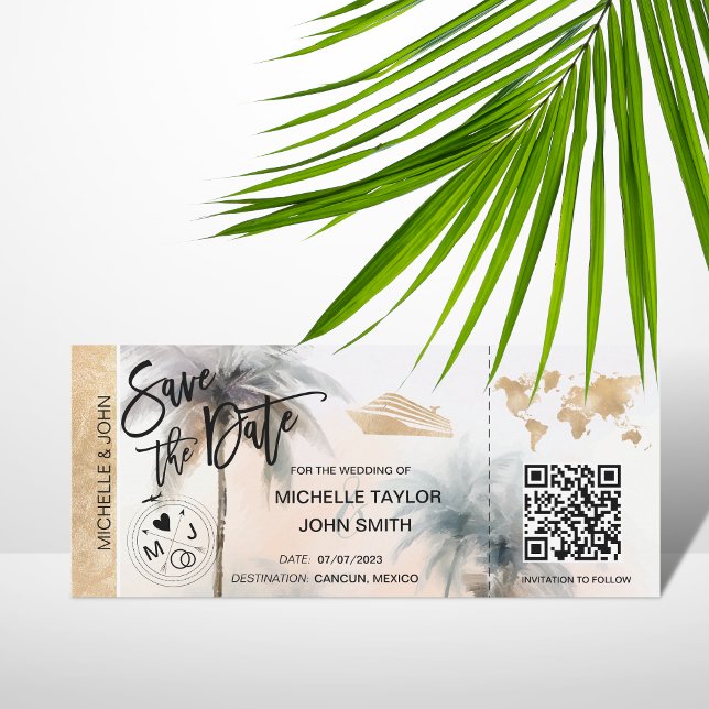 Convites Salvar Data de Embarque Mapa de Passagem Cruise Có (Criador carregado)