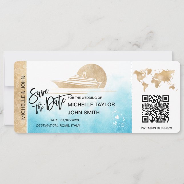 Convites Salvar Data de Embarque Mapa de Passagem de Embarq (Frente)