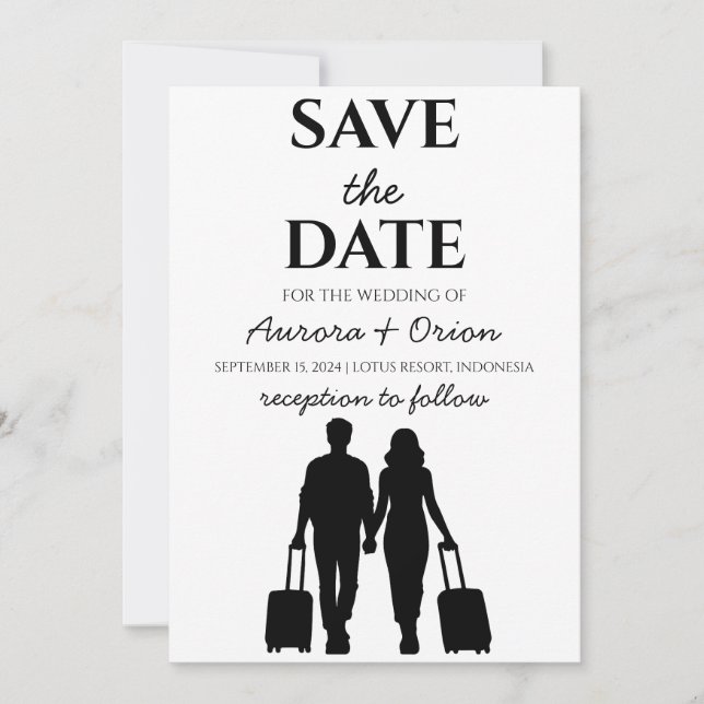 Convites salvar data do casamento de destino de viagem (Frente)