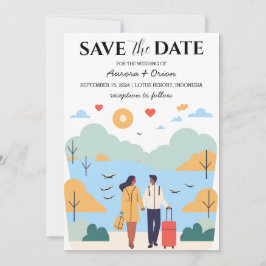 Convites salvar data do casamento de destino de viagem