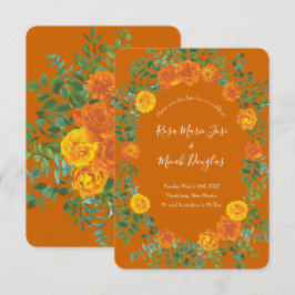 Convites Salvar Data do Casamento Peônia Rosa Outono Laranj